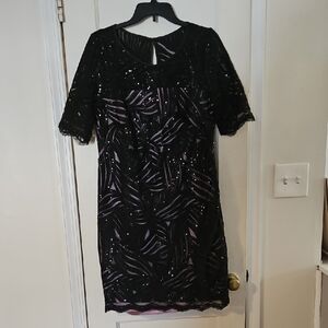 Donna Ricco New York Black and Purple Sequin Dress
